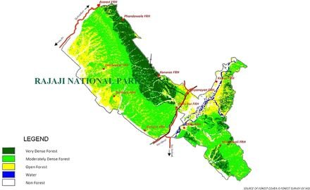 Map area showing Rajaji National Park location in Uttarakhand